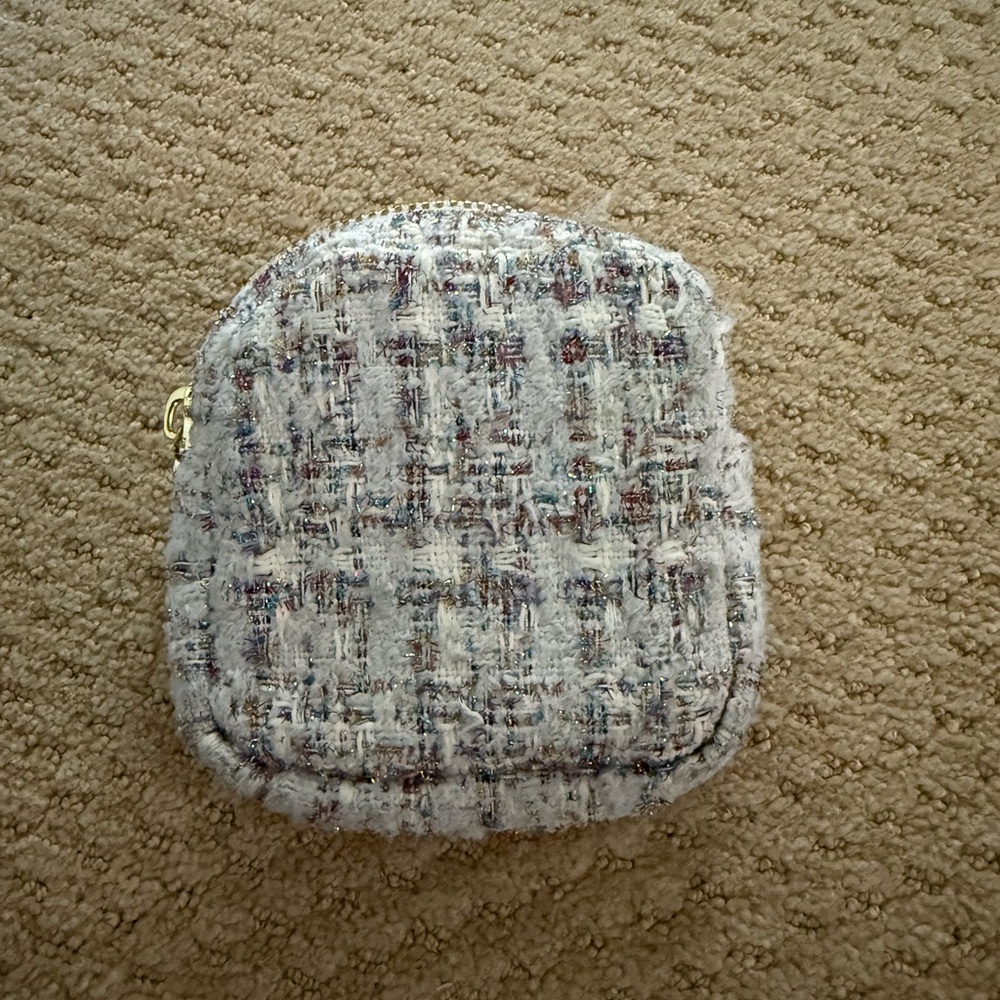 Stoney Clover Lane Cream and Gray Tweed Mini Pouch